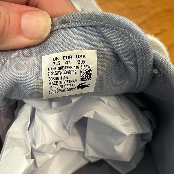 Lacoste baby blue/ gray suede Retro style sneakers. GUC! Super preppy! - Picture 10 of 10